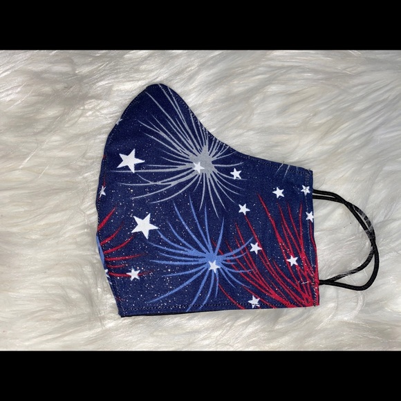Face Mask Cover w Filter Pocket Red White Blue - Picture 1 of 3